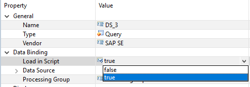 Load in script dans propriété de la Data Source dans SAP Lumira Designer