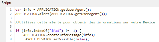 Example of a script to be placed at the beginning of a startup to identify the Device in SAP Lumira Designer