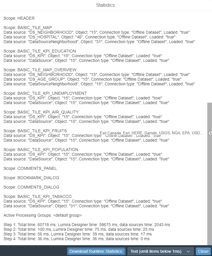 Runtime Profiling Dialog Box - SAP Lumira Designer