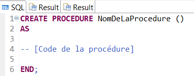 Création procédure SQL