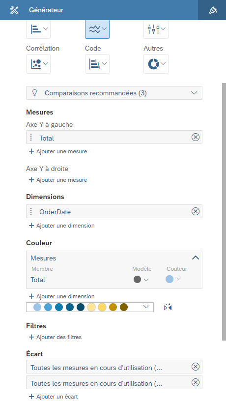 Analytics Designer: Menu générateur - Builder Panel