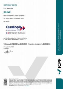 Bilink France — Qualiopi certificate B03753, training activities